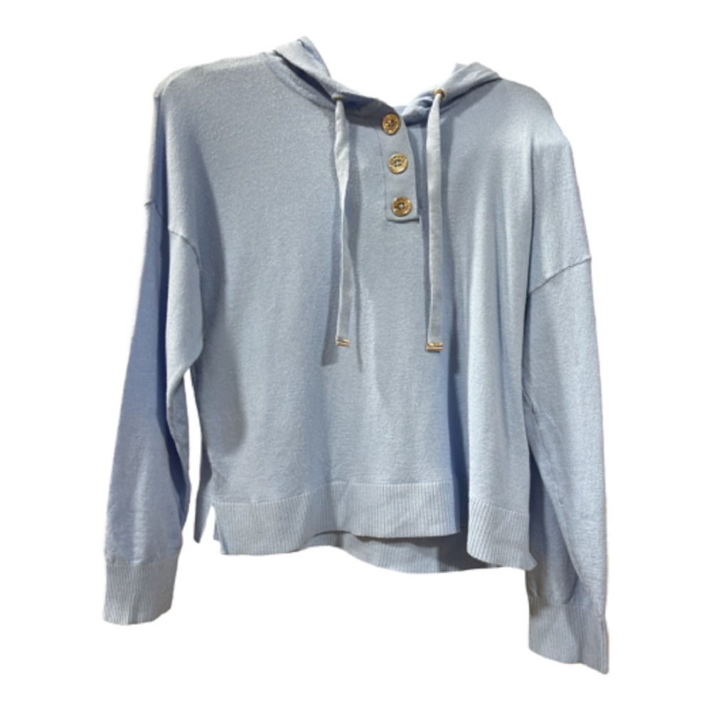 Designer Tommy Hilfiger Womens Hoodie With Cap Color:Sky Blue Size:Large